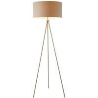 Sleek Tripod Floor Lamp Matt Nickel E27 Free Standing Lounge Light & Grey Shade