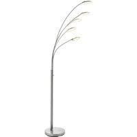 5 Light Floor Lamp Satin Nickel 1.8m Tall Standing Curved Multi Arm Living Room