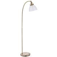 Curved Arm Floor Lamp Antique Brass Tall Free Standing Metal Retro Reading Light