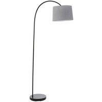 1.6m Curved Floor Lamp Matt Black & Grey Shade Free Standing Living Room Light