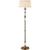 Luxury Elegant Floor Lamp Antique Brass Crystal Beige Organza Shade 6ft Tall