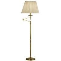 Luxury Moving Swing Arm Feature Floor Lamp Antique Brass & Beige Organza Shade