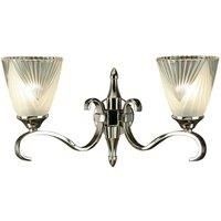 Luxury Traditional Twin Wall Light Bright Nickel Art Deco Glass Shade Dimmable