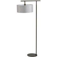 Floor Lamp Painted Dark Brown Grey Cylinder Shade Dark Brown LED E27 60W Bulb