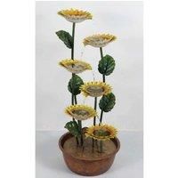 Primrose Potted Sunflower Tiered Cascading Zinc Water Feature