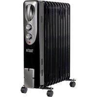 Russell Hobbs 2500W/2.5kW Oil Filled Radiator, 11 Fin Portable Electric Heater - Black, Adjustable Thermostat with 3 Heat Settings, Overheat Protection, 25m sq Room Size 2 Year Guarantee RHOFR1106B