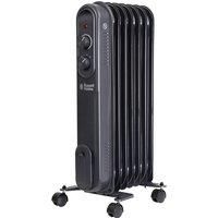 Russell Hobbs 1500W/1.5KW Oil Filled Radiator, 7 Fin Portable Electric Heater - Anthracite, Adjustable Thermostat, 3 Heat Settings, Overheat Protection, 15m sq Room Size, 2 Year Guarantee RHOFR7004A