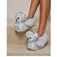 Loungeable Grey Embellished Owl Slippers