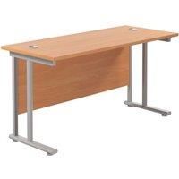 TC Group Aztec Twin Upright Rectangular Office Desk Beech/Silver 1200mm x 600mm (504TT)