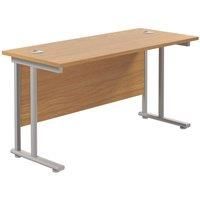 TC Group Aztec Twin Upright Rectangular Office Desk Nova Oak/Silver 1200mm x 600mm (421TT)