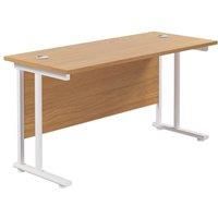 TC Group Aztec Twin Upright Rectangular Office Desk Nova Oak/White 1200mm x 600mm (781TT)