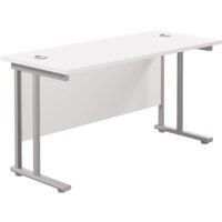 TC Group Aztec Twin Upright Rectangular Office Desk White/Silver 1200mm x 600mm (353TT)