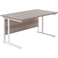 TC Group Aztec Twin Upright Rectangular Office Desk Grey Oak/White 1200mm x 800mm (566TT)