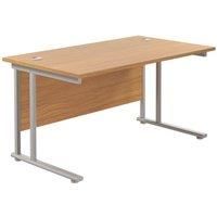 TC Group Aztec Twin Upright Rectangular Office Desk Nova Oak/Silver 1200mm x 800mm (962TT)