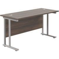 TC Group Aztec Twin Upright Rectangular Office Desk Dark Walnut/Silver 1400mm x 600mm (940TT)