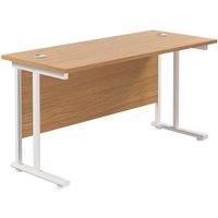 TC Group Aztec Twin Upright Rectangular Office Desk Nova Oak/White 1400mm x 600mm (340TT)