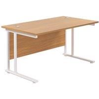 TC Group Aztec Twin Upright Rectangular Office Desk Nova Oak/White 1400mm x 800mm (607TT)