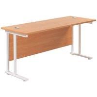 TC Group Aztec Twin Upright Rectangular Office Desk Beech/White 1600mm x 600mm (138TT)