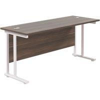 TC Group Aztec Twin Upright Rectangular Office Desk Dark Walnut/White 1600mm x 600mm (480TT)