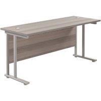 TC Group Aztec Twin Upright Rectangular Office Desk Grey Oak/Silver 1600mm x 600mm (967TT)