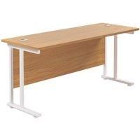 TC Group Aztec Twin Upright Rectangular Office Desk Nova Oak/White 1600mm x 600mm (537TT)