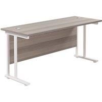 TC Group Aztec Twin Upright Rectangular Office Desk Grey Oak/White 1800mm x 600mm (576TT)