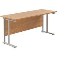 TC Group Aztec Twin Upright Rectangular Office Desk Nova Oak/Silver 1800mm x 600mm (721TT)