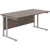 TC Group Aztec Twin Upright Rectangular Office Desk Dark Walnut/Silver 1800mm x 800mm (388TT)