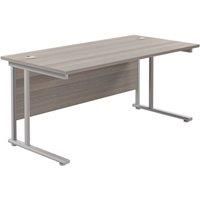 TC Group Aztec Twin Upright Rectangular Office Desk Grey Oak/Silver 1800mm x 800mm (596TT)