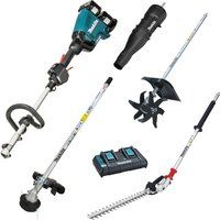 Makita DUX60 Twin 18v LXT Cordless Brushless Split Shaft Garden Multi Tool Set 2 x 5ah Li-ion Charger