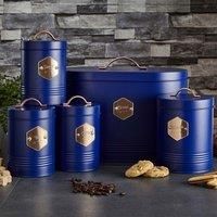 Neo Retro Inspired Sleek Matt and Copper 5 Piece Kitchen Canister Set - Navy