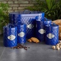 5 Piece Kitchen Canister Set, Tea Coffee Sugar Caddies Bread Bin & Biscuit Tin