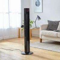 Neo 46” Black Floor Free Standing Quiet Oscillation Air Tower Cooler Fan With Remote Control 3 Speed