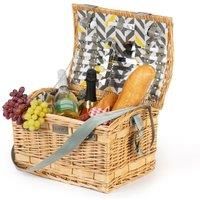 LIVIVO 4 PERSON TRADITIONAL PICNIC WICKER HAMPER WILLOW BASKET w COOLER BAG