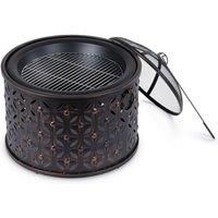 2in1 Fire Pit Outdoor BBQ Firepit Brazier Garden Stove Patio Heater Grill Wood