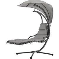 LIVIVO Bali Hanging Swing Lounger Chair With Canopy Hammock Parasol | Powder Coated Steel Frame, Padded Seat Cushions – Perfect for Indoors and Outdoors (Grey)