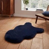 Think Rugs Super Teddy Navy Rectangle 060 x 090cm Polyester Plain Shaggy Single Sheepskin