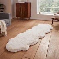 Think Rugs Super Teddy Ivory Sheepskin 060 x 180cm Polyester Plain Shaggy Double Sheepskin