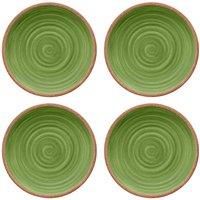 Rustic Swirl - GREEN  - Melamine Dinner Plates Set for 4