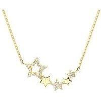 The Love Silver Collection 18Ct Gold Plated Sterling Silver Constellation Star Cubic Zirconia Adjustable Chain Necklace