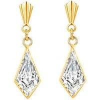 9ct Yellow gold kite crystal CZ drop earrings. Gift box