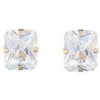 Love Gold Radiant Cut Cz Stud Earrings