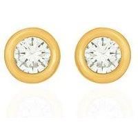 Love Gold 9Ct Gold 7Mm Round Cz Rubover Stud Earrings