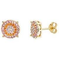 The Love Silver Collection 18Ct Gold Plated Sterling Silver Multi Coloured Pav Cz Stud Earrings