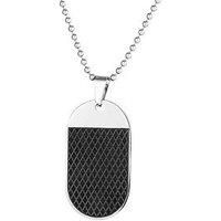 Men'S Black Steel Rounded Dog Tag Necklace