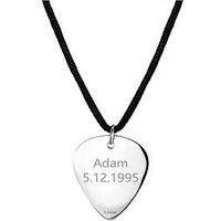 Men'S Personalised Steel Guitar Pick Pendant Necklace