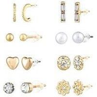 The Love Silver Collection 8Pk Gold Plated Earrings