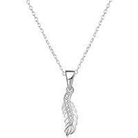 The Love Silver Collection Sterling Silver Feather Cubic Zirconia Necklace