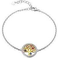 The Love Silver Collection Sterling Silver & Cubic Zirconia Detail Tree Of Life Adjustable Bracelet