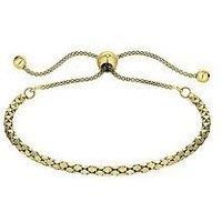 18ct Gold Plated Sterling Silver Adjustable Faceted Toggle Bracelet